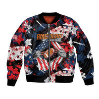 Custom American Football Grunge Sleeve Zip Bomber Jacket Special Version - Wonder Print Shop