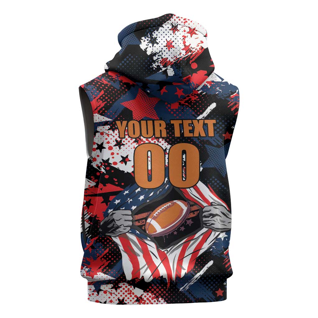 Custom American Football Grunge Sleeveless Hoodie Special Version - Wonder Print Shop