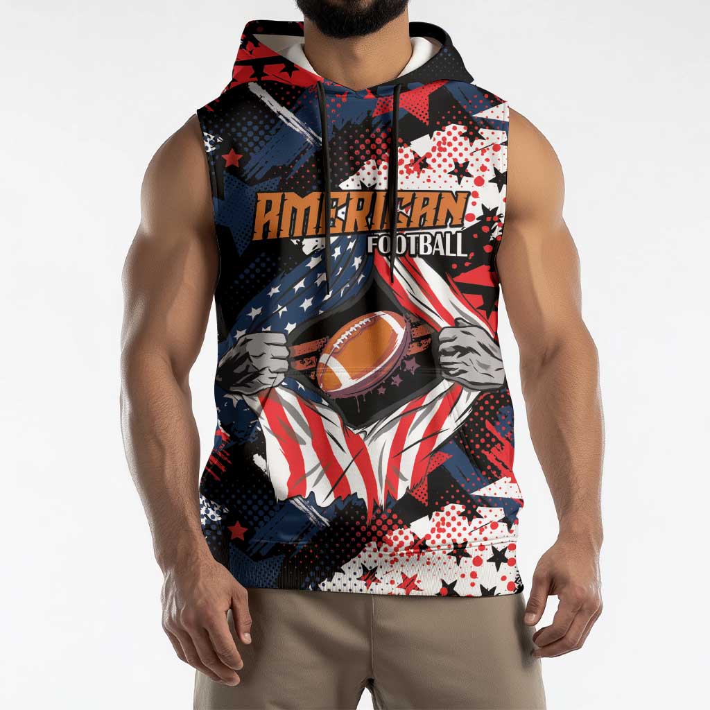 Custom American Football Grunge Sleeveless Hoodie Special Version - Wonder Print Shop