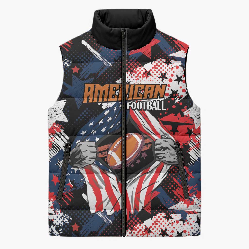 Custom American Football Grunge Sleeveless Puffer Jacket Special Version - Wonder Print Shop
