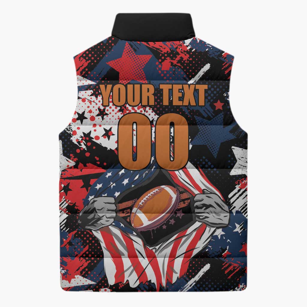 Custom American Football Grunge Sleeveless Puffer Jacket Special Version - Wonder Print Shop