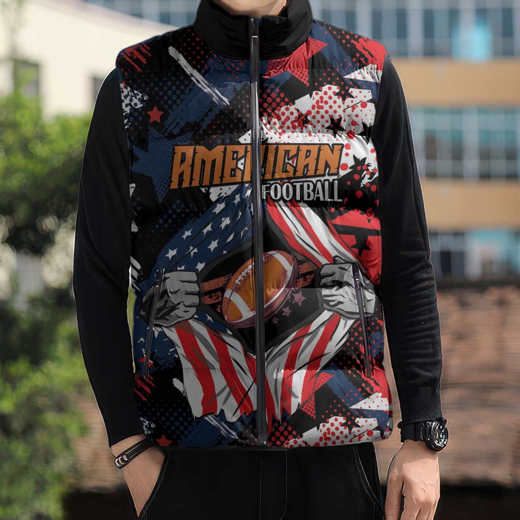 Custom American Football Grunge Sleeveless Puffer Jacket Special Version - Wonder Print Shop