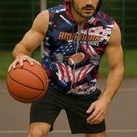 Custom American Football Grunge Sleeveless Zip Hoodie Special Version - Wonder Print Shop