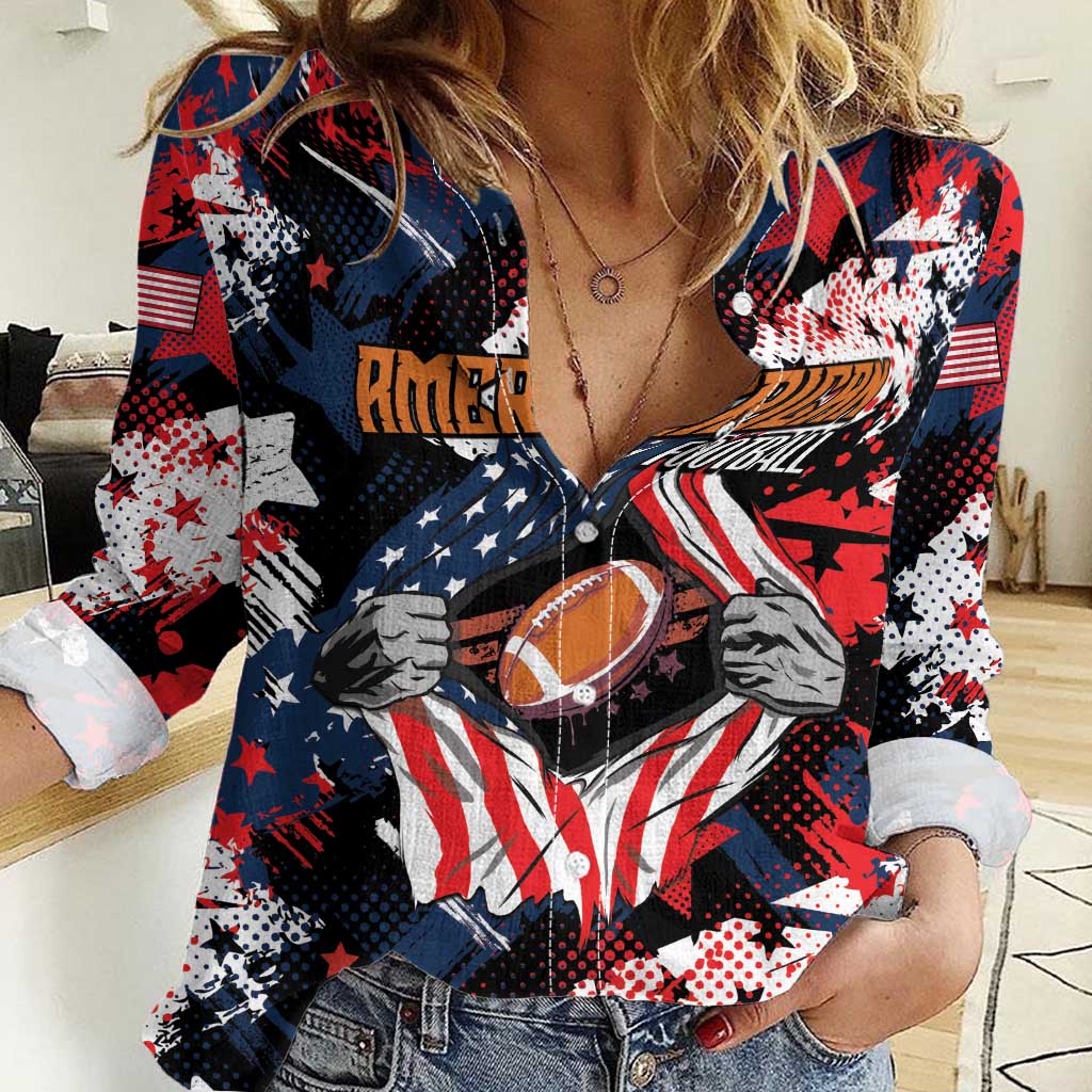 Custom American Football Grunge Women Casual Shirt Special Version - Wonder Print Shop
