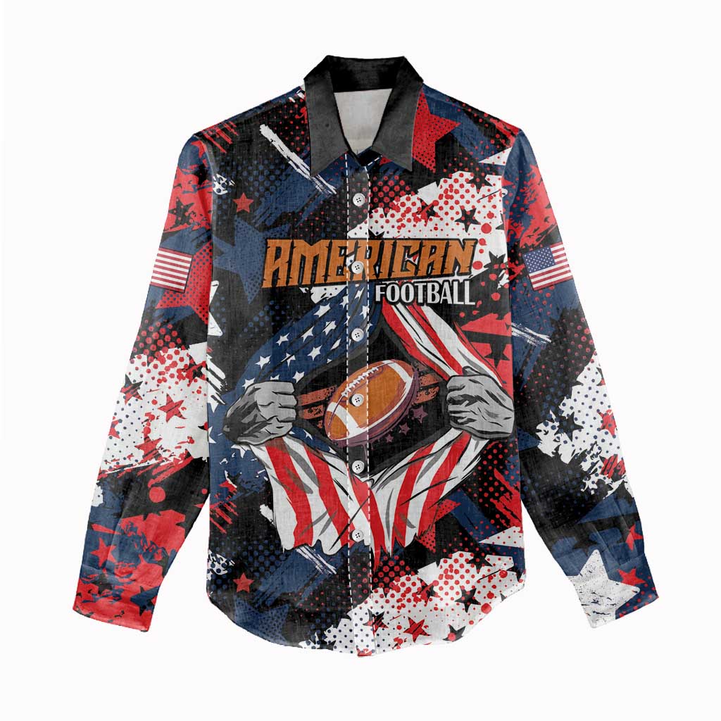 Custom American Football Grunge Women Casual Shirt Special Version - Wonder Print Shop