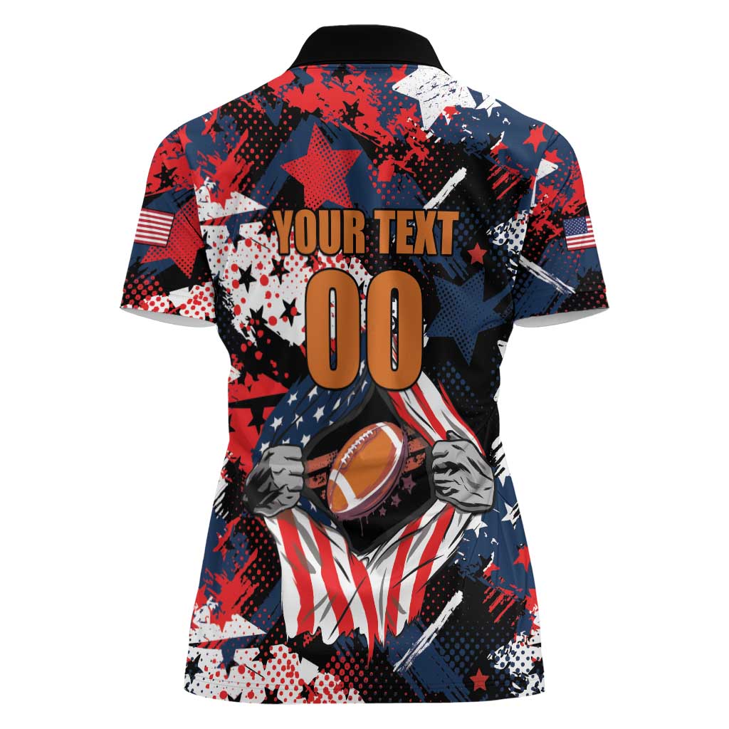 Custom American Football Grunge Women Polo Shirt Special Version - Wonder Print Shop