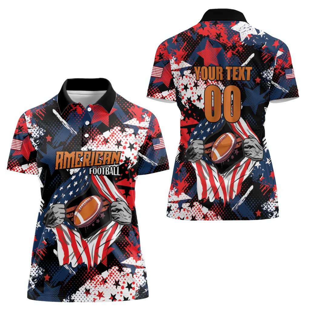 Custom American Football Grunge Women Polo Shirt Special Version - Wonder Print Shop