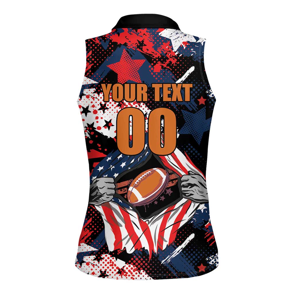 Custom American Football Grunge Women Sleeveless Polo Shirt Special Version - Wonder Print Shop