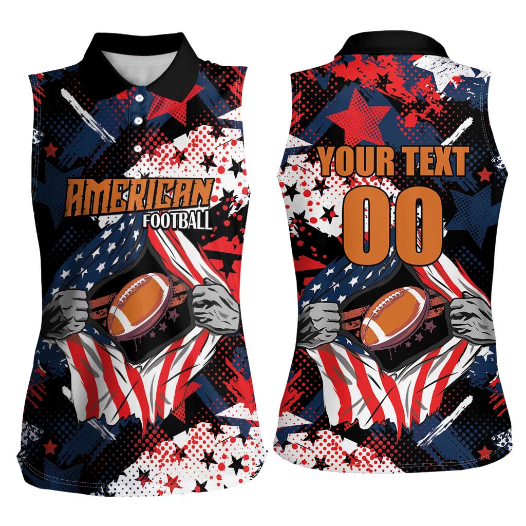 Custom American Football Grunge Women Sleeveless Polo Shirt Special Version - Wonder Print Shop
