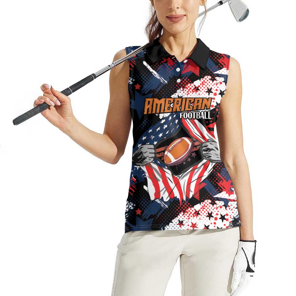Custom American Football Grunge Women Sleeveless Polo Shirt Special Version - Wonder Print Shop