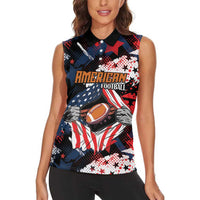 Custom American Football Grunge Women Sleeveless Polo Shirt Special Version - Wonder Print Shop