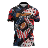 Custom American Football Grunge Zipper Polo Shirt Special Version - Wonder Print Shop