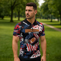 Custom American Football Grunge Zipper Polo Shirt Special Version - Wonder Print Shop