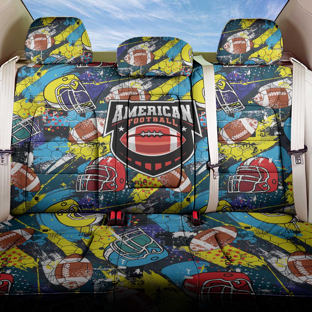 American Football Graffiti Back Car Seat Cover Unique Style - Wonder Print Shop