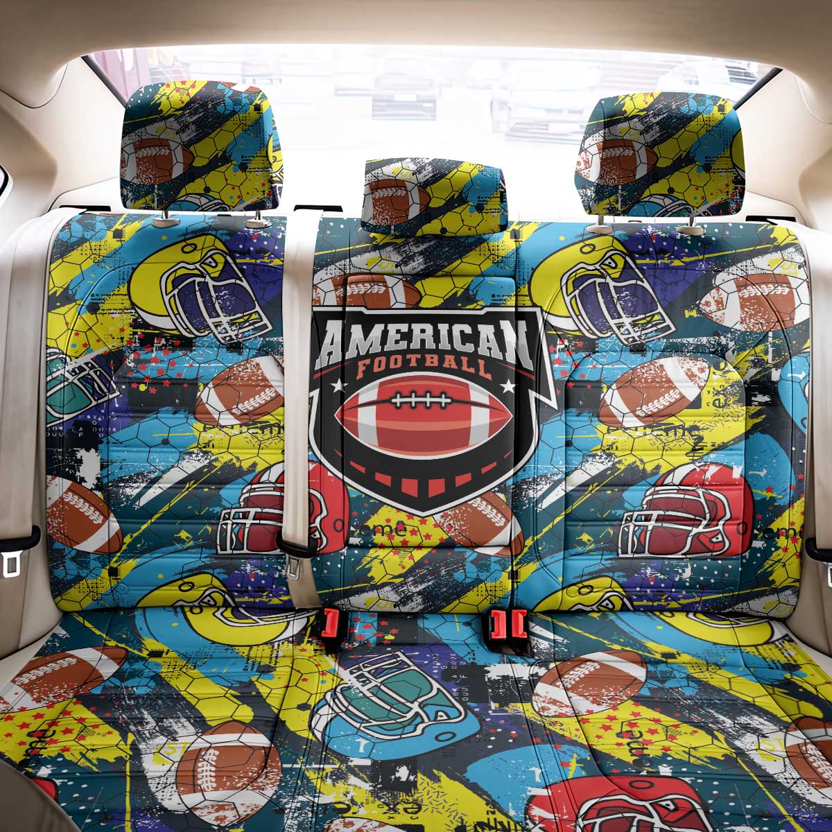 American Football Graffiti Back Car Seat Cover Unique Style - Wonder Print Shop