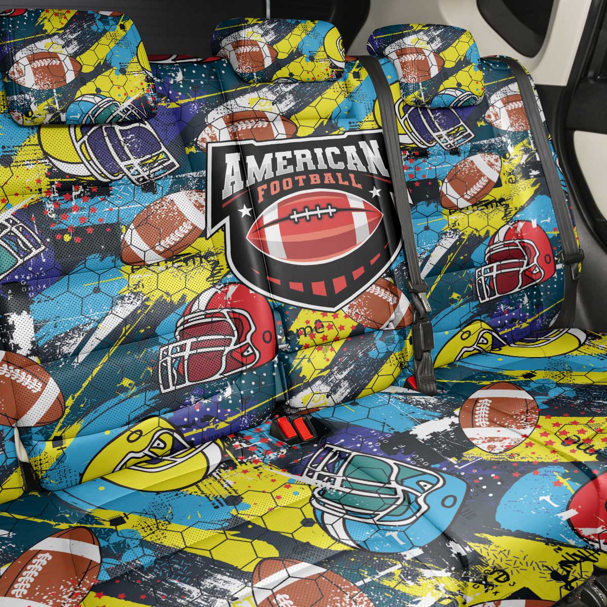 American Football Graffiti Back Car Seat Cover Unique Style - Wonder Print Shop