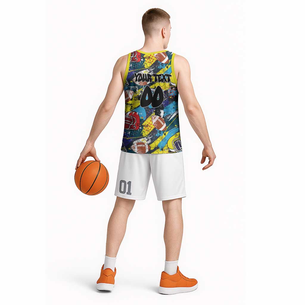 Custom American Football Graffiti Basketball Jersey Unique Style - Wonder Print Shop