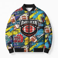 Custom American Football Graffiti Bomber Puffer Jacket Unique Style - Wonder Print Shop