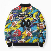 Custom American Football Graffiti Bomber Puffer Jacket Unique Style - Wonder Print Shop