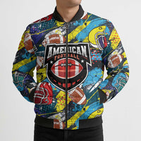 Custom American Football Graffiti Bomber Puffer Jacket Unique Style - Wonder Print Shop