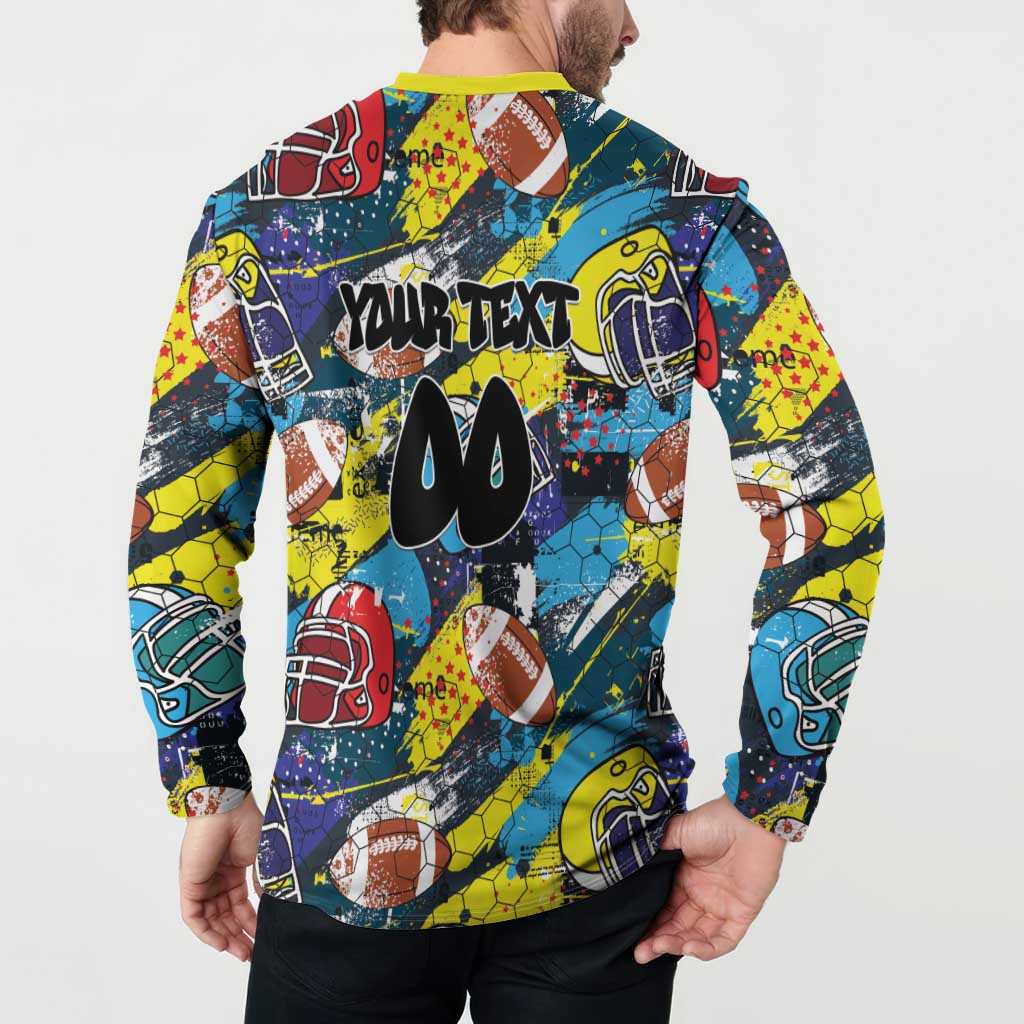 Custom American Football Graffiti Button Sweatshirt Unique Style - Wonder Print Shop