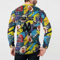 Custom American Football Graffiti Button Sweatshirt Unique Style - Wonder Print Shop