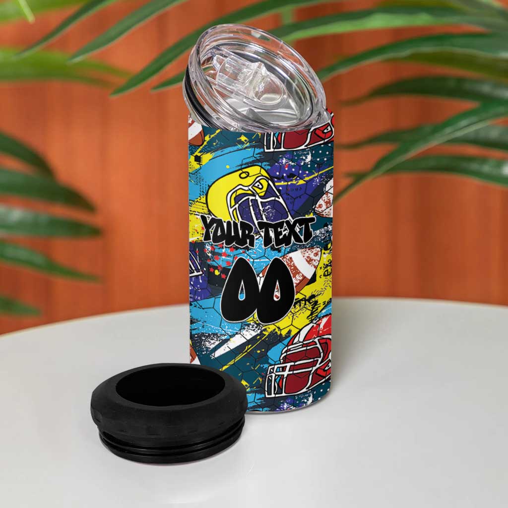 Custom American Football Graffiti 4 in 1 Can Cooler Tumbler Unique Style - Wonder Print Shop