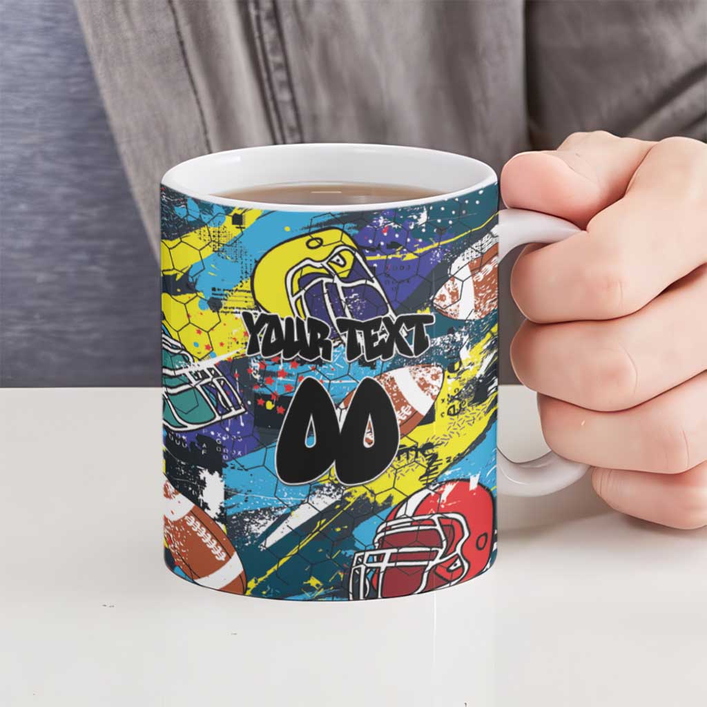 Custom American Football Graffiti Ceramic Mug Unique Style - Wonder Print Shop