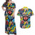 Custom American Football Graffiti Couples Matching Off Shoulder Maxi Dress and Hawaiian Shirt Unique Style - Wonder Print Shop