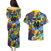 Custom American Football Graffiti Couples Matching Puletasi and Hawaiian Shirt Unique Style - Wonder Print Shop