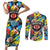 Custom American Football Graffiti Couples Matching Short Sleeve Bodycon Dress and Long Sleeve Button Shirt Unique Style - Wonder Print Shop