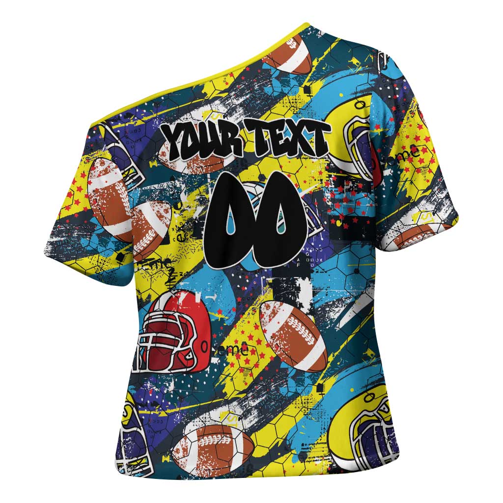 Custom American Football Graffiti Cross Shoulder Shirt Unique Style - Wonder Print Shop