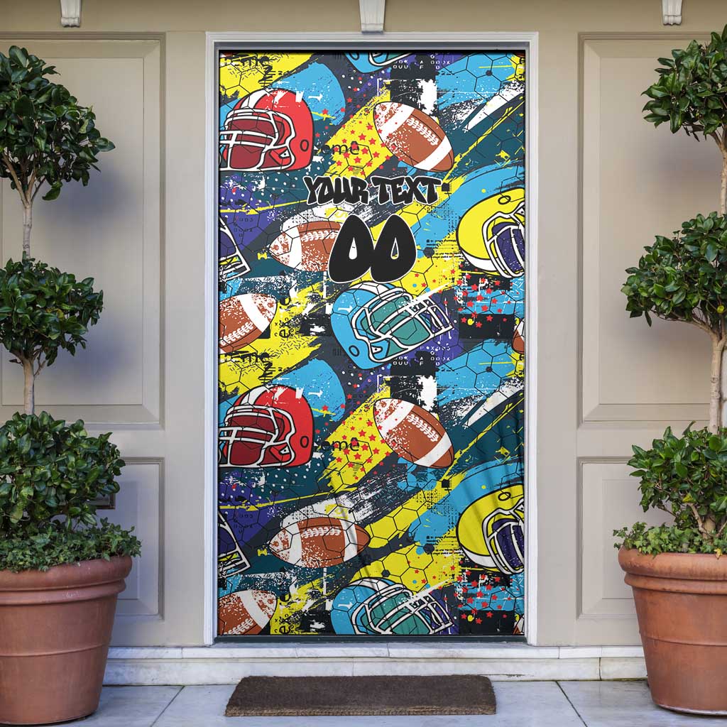 Custom American Football Graffiti Door Cover Unique Style - Wonder Print Shop
