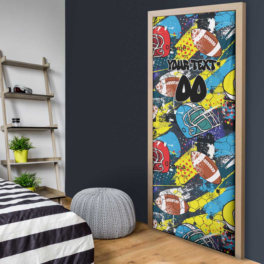 Custom American Football Graffiti Door Cover Unique Style - Wonder Print Shop