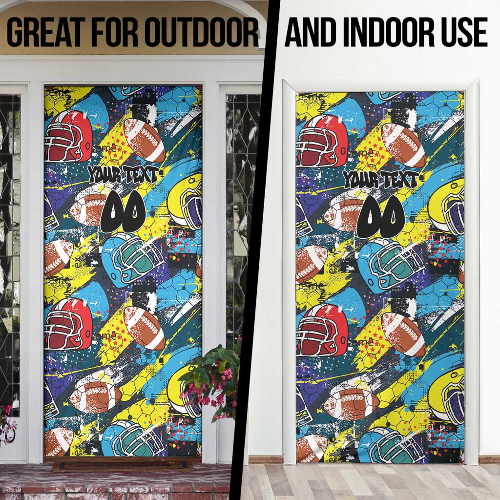 Custom American Football Graffiti Door Cover Unique Style - Wonder Print Shop