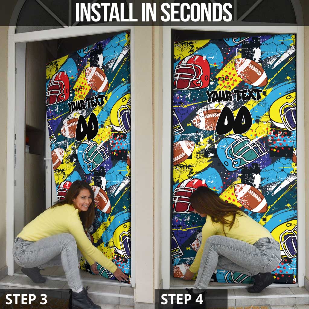 Custom American Football Graffiti Door Cover Unique Style - Wonder Print Shop