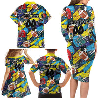 Custom American Football Graffiti Family Matching Long Sleeve Bodycon Dress and Hawaiian Shirt Unique Style - Wonder Print Shop