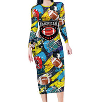 Custom American Football Graffiti Family Matching Long Sleeve Bodycon Dress and Hawaiian Shirt Unique Style - Wonder Print Shop