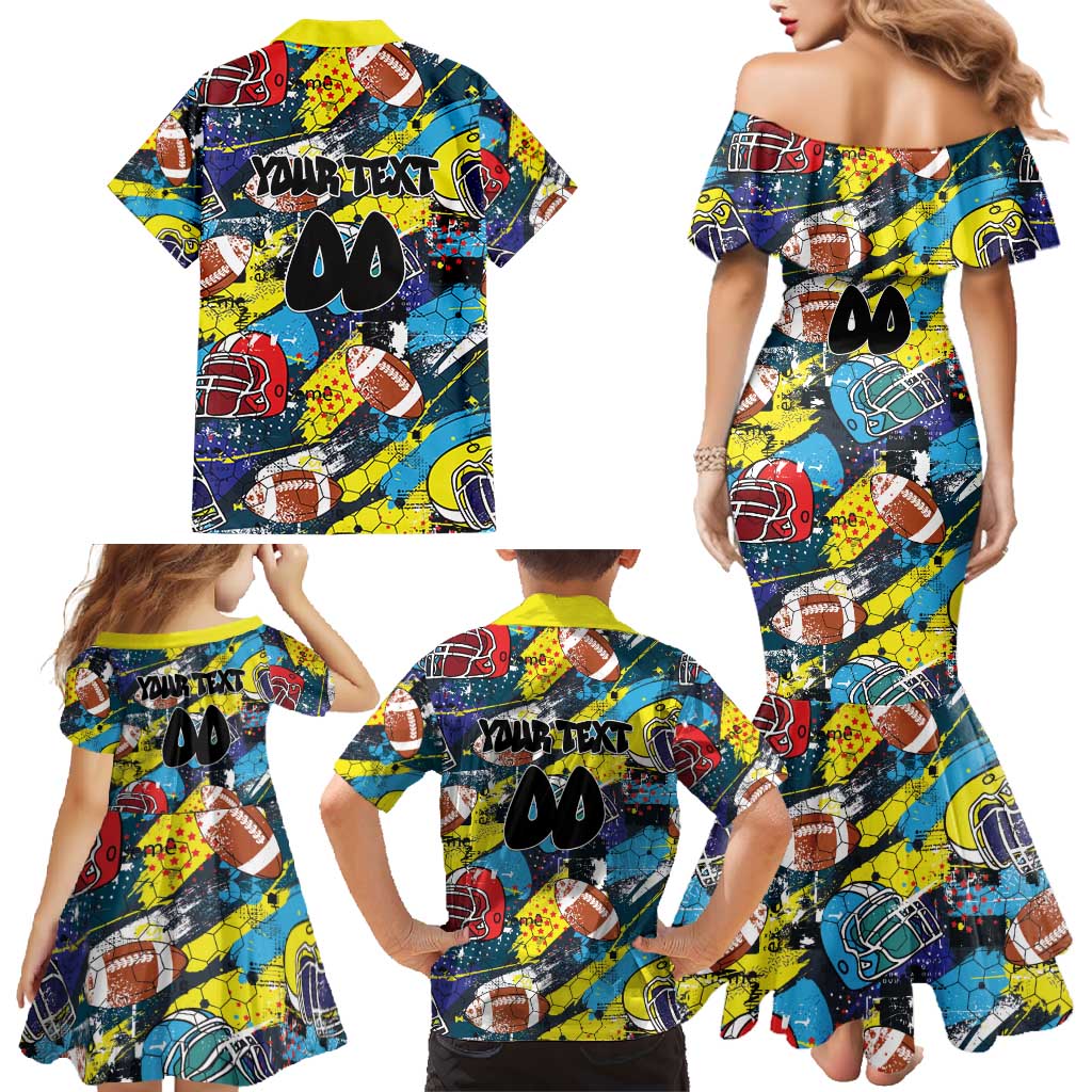 Custom American Football Graffiti Family Matching Mermaid Dress and Hawaiian Shirt Unique Style - Wonder Print Shop