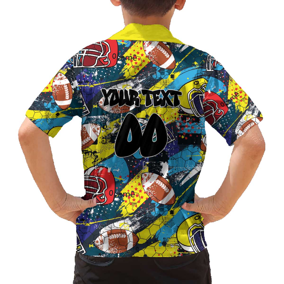 Custom American Football Graffiti Family Matching Off The Shoulder Long Sleeve Dress and Hawaiian Shirt Unique Style - Wonder Print Shop
