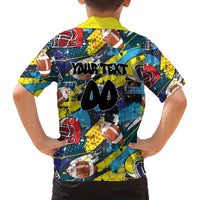 Custom American Football Graffiti Family Matching Off The Shoulder Long Sleeve Dress and Hawaiian Shirt Unique Style - Wonder Print Shop