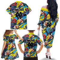 Custom American Football Graffiti Family Matching Off The Shoulder Long Sleeve Dress and Hawaiian Shirt Unique Style - Wonder Print Shop