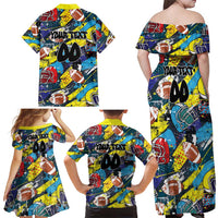 Custom American Football Graffiti Family Matching Off Shoulder Maxi Dress and Hawaiian Shirt Unique Style - Wonder Print Shop