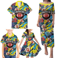 Custom American Football Graffiti Family Matching Puletasi and Hawaiian Shirt Unique Style - Wonder Print Shop
