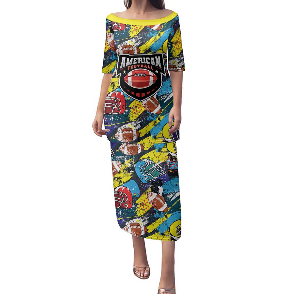 Custom American Football Graffiti Family Matching Puletasi and Hawaiian Shirt Unique Style - Wonder Print Shop