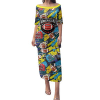 Custom American Football Graffiti Family Matching Puletasi and Hawaiian Shirt Unique Style - Wonder Print Shop