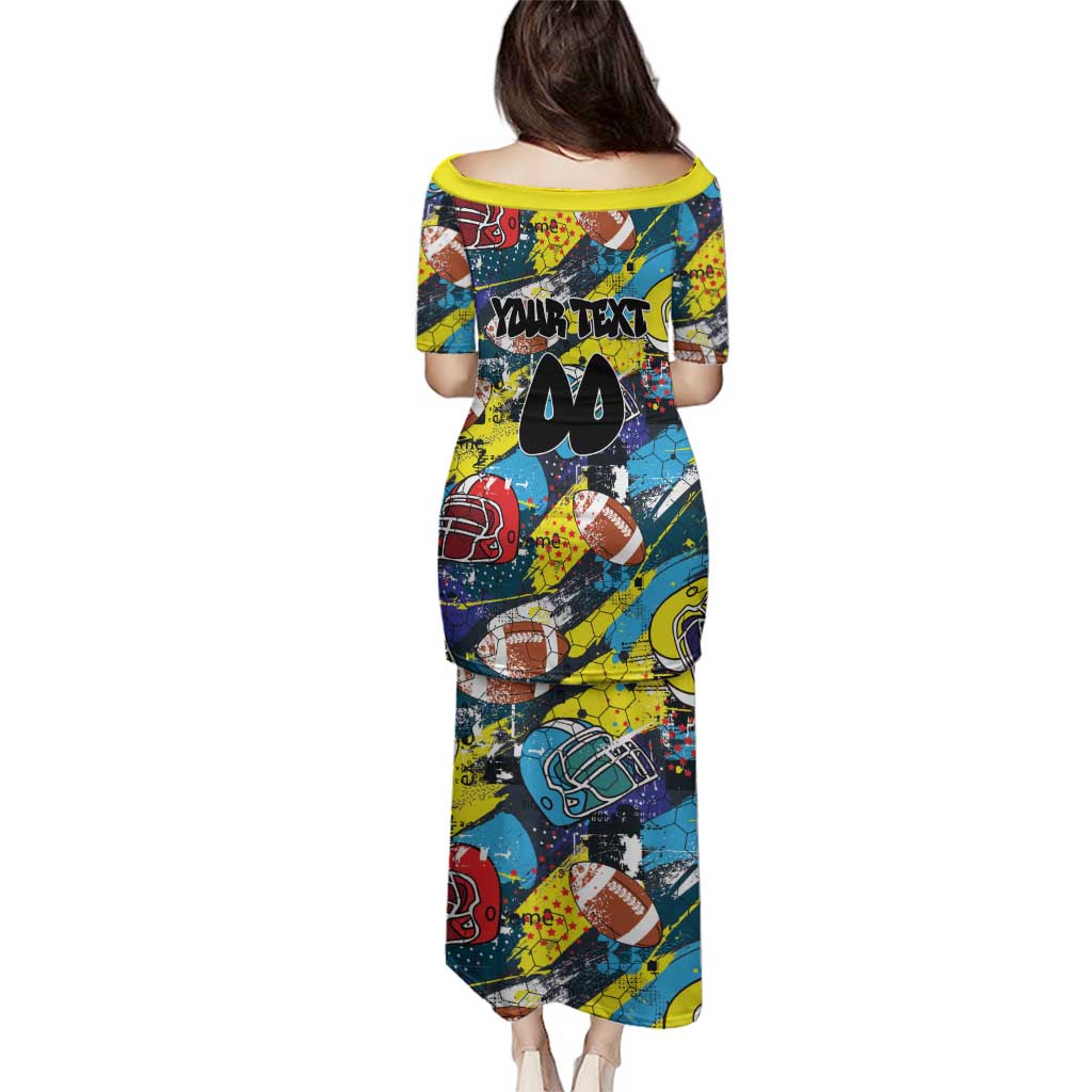 Custom American Football Graffiti Family Matching Puletasi and Hawaiian Shirt Unique Style - Wonder Print Shop