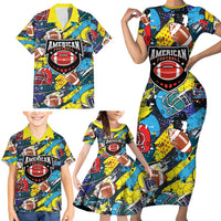Custom American Football Graffiti Family Matching Short Sleeve Bodycon Dress and Hawaiian Shirt Unique Style - Wonder Print Shop