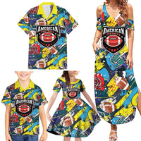 Custom American Football Graffiti Family Matching Summer Maxi Dress and Hawaiian Shirt Unique Style - Wonder Print Shop