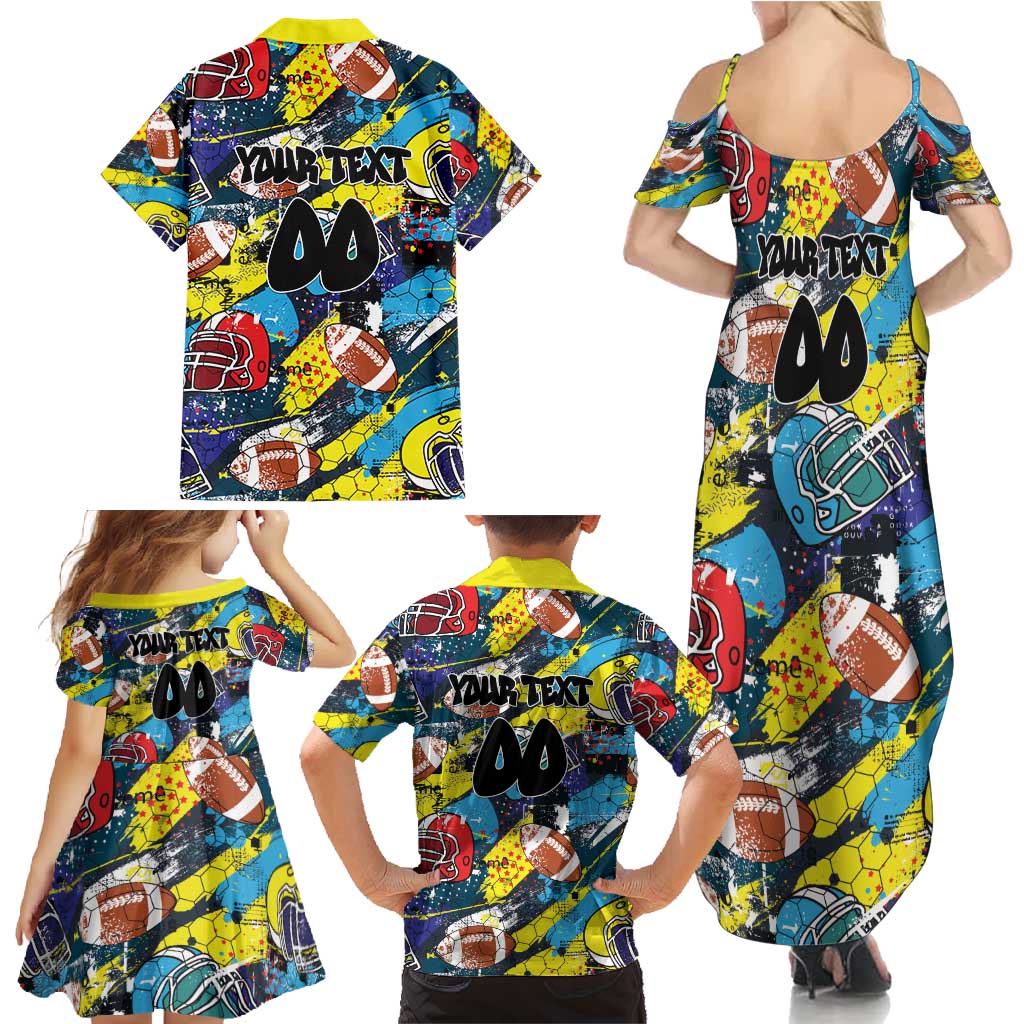 Custom American Football Graffiti Family Matching Summer Maxi Dress and Hawaiian Shirt Unique Style - Wonder Print Shop